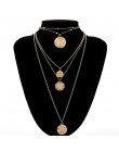 Ingemark wielowarstwowe rzeźbione monety Choker naszyjnik Boho Vintage koraliki ze stopu anioł słońce wisiorek kwiat długi naszy