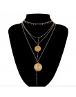 Ingemark wielowarstwowe rzeźbione monety Choker naszyjnik Boho Vintage koraliki ze stopu anioł słońce wisiorek kwiat długi naszy