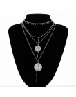 Ingemark wielowarstwowe rzeźbione monety Choker naszyjnik Boho Vintage koraliki ze stopu anioł słońce wisiorek kwiat długi naszy