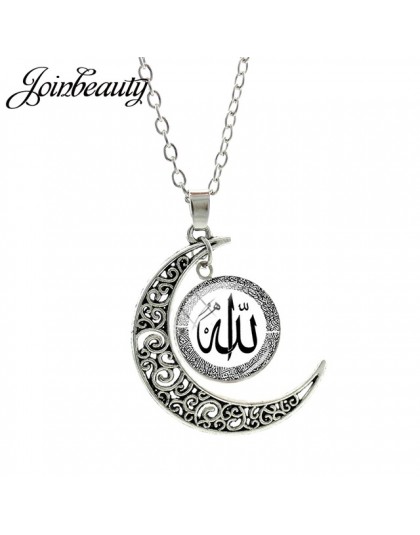 JOINBEAUTY islamskie muzułmanie Allah wzór księżyc naszyjnik moda kobiety akcesoria dla mężczyzn prosty wisiorek ręcznie robiona