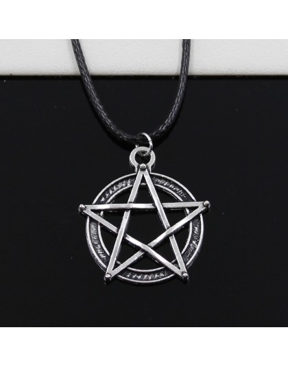Nowe mody tybetański srebrny kolorowy wisiorek gwiazda Pentagram naszyjnik Choker urok czarny skórzany sznur cena fabryczna ręcz