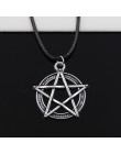 Nowe mody tybetański srebrny kolorowy wisiorek gwiazda Pentagram naszyjnik Choker urok czarny skórzany sznur cena fabryczna ręcz