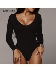 Articat Off Shoulder prążkowana dzianina Sexy body kobiety czarny V Neck letnie pajacyki kombinezon damski podstawowe Playsuit d