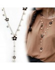 Imitacja perły długie naszyjniki dla kobiet 2019 moda kwiatowy frędzel naszyjniki Collier Femme czeski łańcuch biżuteria
