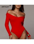 Articat Off Shoulder prążkowana dzianina Sexy body kobiety czarny V Neck letnie pajacyki kombinezon damski podstawowe Playsuit d