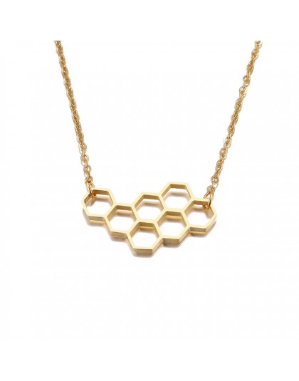 DOTIFI naszyjnik ze stali nierdzewnej dla kobiet kochanka serce Honeycomb Bee wisiorek z motywem zwierzęcym Choker naszyjnik biż