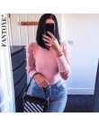 FANTOYE nowa koronkowa bufiaste rękawy damskie body jesień z długim rękawem Polka Dot Vintage kombinezon typu bodycon topy Skinn