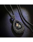 KMVEXO długie naszyjniki dla kobiet Collier Femme kropla wody czarny złoty kryształ komunikat Colar naszyjnik Maxi biżuteria Bij