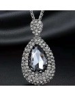 KMVEXO długie naszyjniki dla kobiet Collier Femme kropla wody czarny złoty kryształ komunikat Colar naszyjnik Maxi biżuteria Bij