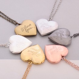 "Kocham cię" rzeźbione 6 kolorów DIY love Heart Secret Message medalion naszyjnik wisiorek prezent Vintage dla miłośników pary n