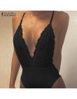 ZANZEA Summer Fashion seksowne rampersy kombinezon damski głęboki dekolt bez rękawów Spaghetti pasek kombinezon bez pleców koron