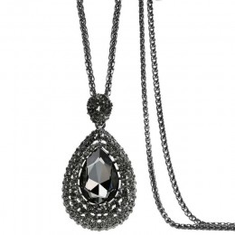 KMVEXO długie naszyjniki dla kobiet Collier Femme kropla wody czarny złoty kryształ komunikat Colar naszyjnik Maxi biżuteria Bij