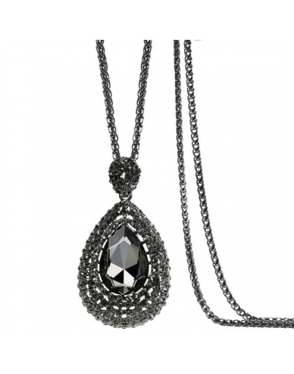 KMVEXO długie naszyjniki dla kobiet Collier Femme kropla wody czarny złoty kryształ komunikat Colar naszyjnik Maxi biżuteria Bij