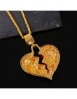 Spersonalizowana moda złamane serce wisiorek naszyjniki kobiety mężczyźni Hip Hop biżuteria Bling Rhinestone złoty srebrny długi