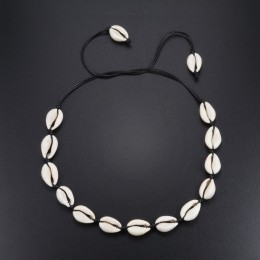 Lato kobiety naszyjnik czarny naszyjnik na lince regulowany Boho muszle naszyjniki naturalna muszla Choker dla dziewczyn biżuter