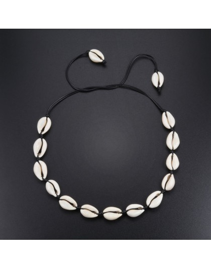 Lato kobiety naszyjnik czarny naszyjnik na lince regulowany Boho muszle naszyjniki naturalna muszla Choker dla dziewczyn biżuter