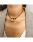 KMVEXO Vintage Punk łańcuszek naszyjnik dla kobiet 2019 nowe złote srebrne duże okrągłe wisiorek kołnierz Choker sweter Chain na