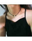 Biżuteria damska skórzany delikatny regulowany choker na szyję z perełkami koralikami na rzemyku