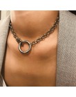 KMVEXO Vintage Punk łańcuszek naszyjnik dla kobiet 2019 nowe złote srebrne duże okrągłe wisiorek kołnierz Choker sweter Chain na