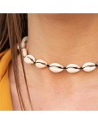 Lato kobiety naszyjnik czarny naszyjnik na lince regulowany Boho muszle naszyjniki naturalna muszla Choker dla dziewczyn biżuter