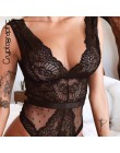 Kryptograficzne Sexy dekolt bez pleców koronki siatkowe Body kobiety bez rękawów drążą Sheer Teddy kobiet kombinezony moda ciało
