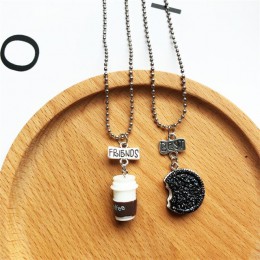 2 sztuk/zestaw moda Oreo ciasteczka i kawy wisiorek z żywicy naszyjnik mleko ciasteczka BFF męskie i damskie najlepsze prezenty 
