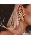 Docona elegancja srebrne złoto duże kwiatowe wypadania zwisają kolczyki dla kobiet Trendy metalowe kwiatowe Party biżuteria prez