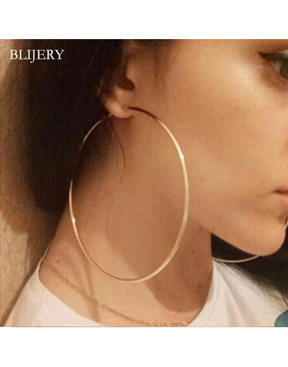 BLIJERY Trendy bardzo duże kolczyki koła duże gładkie koło kolczyki koszykówka Brincos Celebrity marka kolczyki koła dla kobiet 