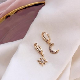 2019 New Arrival moda klasyczne geometryczne kobiety dynda kolczyki asymetryczne kolczyki gwiazdy i księżyca kobiet koreańska bi