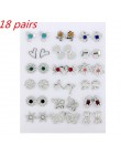 36 par/18 par kolczyki mieszane style Rhinestone słonecznik geometryczne zwierzę z tworzywa sztucznego stadniny zestaw kolczyków