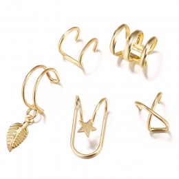 Yobest 5 sztuk/zestaw 2019 moda nausznica złoty liść klipsy Ear Cuff dla kobiet wspinaczy bez przekłuwania uszu fałszywy kolczyk