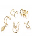 Yobest 5 sztuk/zestaw 2019 moda nausznica złoty liść klipsy Ear Cuff dla kobiet wspinaczy bez przekłuwania uszu fałszywy kolczyk