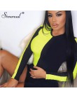 Simenual Patchwork Casual kobiety Neon body Bodycon moda z długim rękawem pajacyki kolor blokowanie moda kombinezony jednoczęści