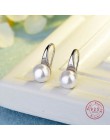 925 Sterling Silver duży jasny kolczyki proste okrągłe białe perłowe kolczyki biżuteria klasyczne kolczyki dla kobiet eleganckie