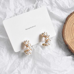 MENGJIQIAO 2019 nowy Vintage japonia koreański Hoop kolczyki dla kobiet Handmade słodki imitacja perły koło biżuteria Pendientes