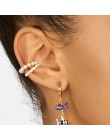 2019 New Fashion perłowa nakładka na uszy Bohemia stackowalne w kształcie litery C CZ Rhinestone małe klipsy Earcuffs dla kobiet