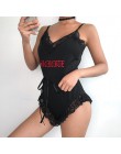 Rapcopter kobiety seksowne Body koronkowe haftowana litera ramiączka Lady Streerwear Pop Body kombinezon lato 2019 Pop Body