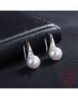 925 Sterling Silver duży jasny kolczyki proste okrągłe białe perłowe kolczyki biżuteria klasyczne kolczyki dla kobiet eleganckie
