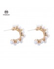 MENGJIQIAO 2019 nowy Vintage japonia koreański Hoop kolczyki dla kobiet Handmade słodki imitacja perły koło biżuteria Pendientes