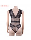 Kryptograficzne Sexy dekolt bez pleców koronki siatkowe Body kobiety bez rękawów drążą Sheer Teddy kobiet kombinezony moda ciało