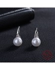 925 Sterling Silver duży jasny kolczyki proste okrągłe białe perłowe kolczyki biżuteria klasyczne kolczyki dla kobiet eleganckie