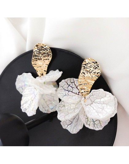 Koreański biały Shell płatek kwiatu spadek kolczyki dla kobiet nowy wyrazisty pendientes Trendy biżuteria
