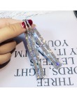 FYUAN Fashion długie geometryczne kolczyki luksusowe złoty kolor srebrny prostokąt kolczyki z kryształem dla kobiet Party biżute