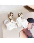 Koreański biały Shell płatek kwiatu spadek kolczyki dla kobiet nowy wyrazisty pendientes Trendy biżuteria