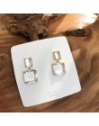 2019 koreański nowy projekt moda biżuteria podwójne kwadratowe kolczyki luksusowe przezroczyste szkło kryształowe kolczyki dla k