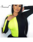 Simenual Patchwork Casual kobiety Neon body Bodycon moda z długim rękawem pajacyki kolor blokowanie moda kombinezony jednoczęści