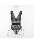 Kryptograficzne Sexy dekolt bez pleców koronki siatkowe Body kobiety bez rękawów drążą Sheer Teddy kobiet kombinezony moda ciało