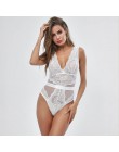 Kryptograficzne Sexy dekolt bez pleców koronki siatkowe Body kobiety bez rękawów drążą Sheer Teddy kobiet kombinezony moda ciało