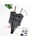 ArtSu metalowy łańcuszek pasy kombinezon bez pleców czarna siatka przezroczysty body Bralette damski bodycon kombinezon Club Par