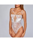 Kryptograficzny czerwony Strappy body wiązane seksowny kombinezon bez pleców kobiece ciało siatka przezroczysta koronka wycięcie